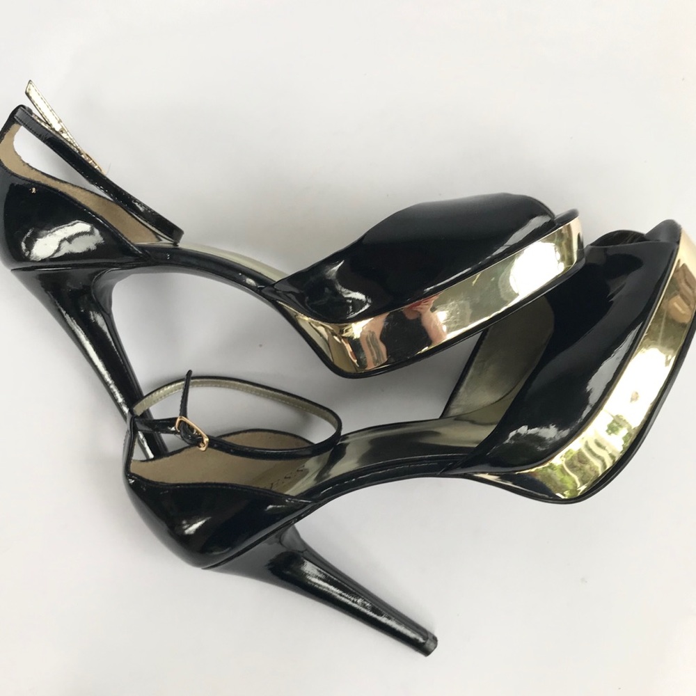 Guess by Marciano patent leather and gold stiletto